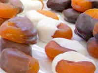 Australian apricots dipped in chocolate